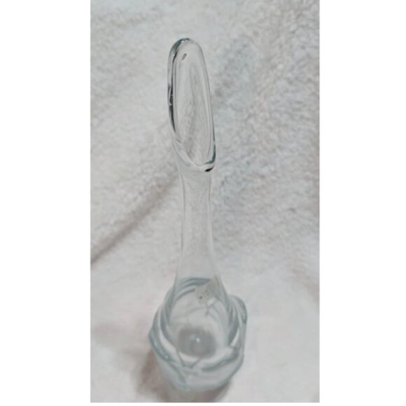 MCM Vintage Viking Glass Clear Frosted Cabbage Leaf Swung Vase 12" - Picture 3 of 8